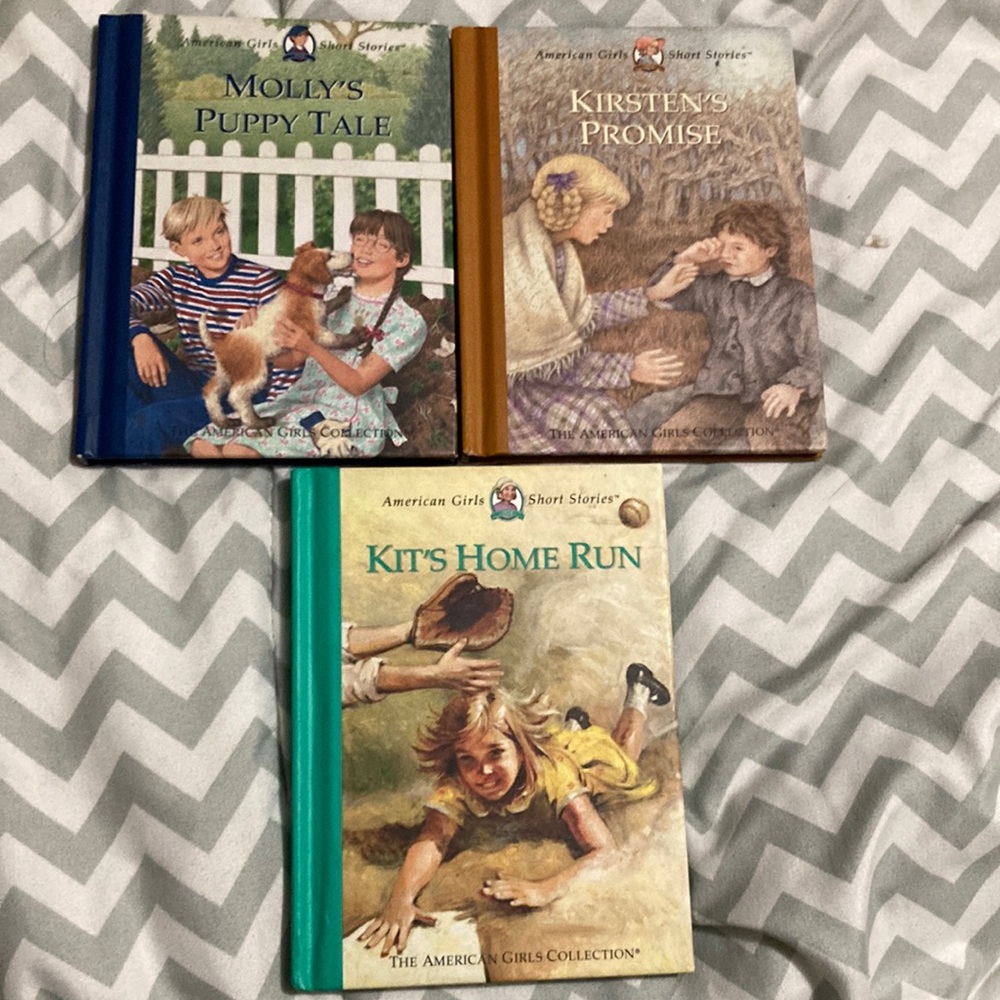 Three American girl short story books.